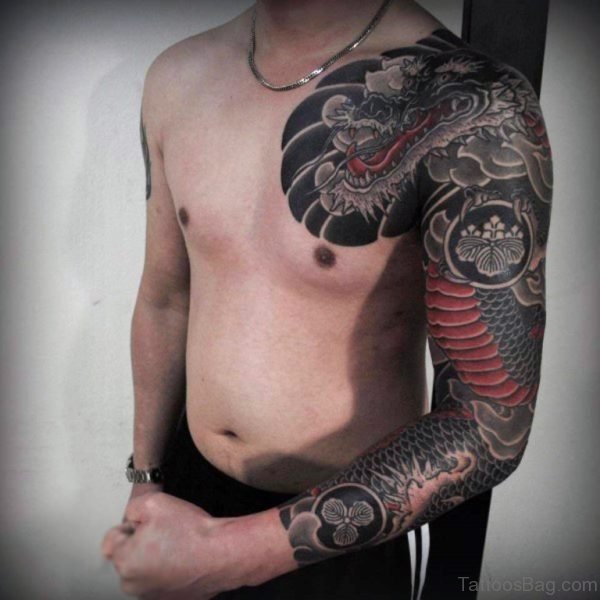 Cool Black Red Dragon Tattoo