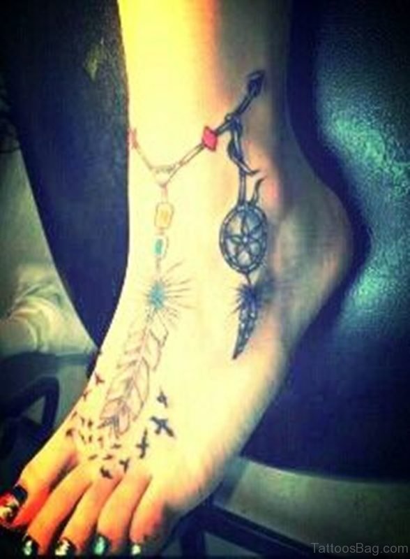 Cool Dreamcatcher Tattoo On Ankel