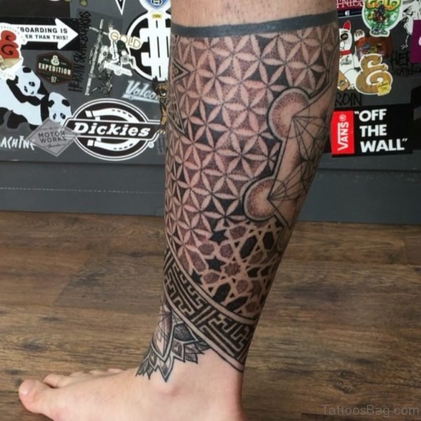 Cool Geometric Tattoo On Leg