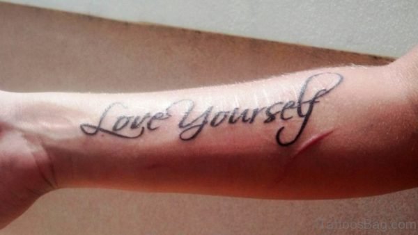 Cool Love Yourself Wrist Tattoo 