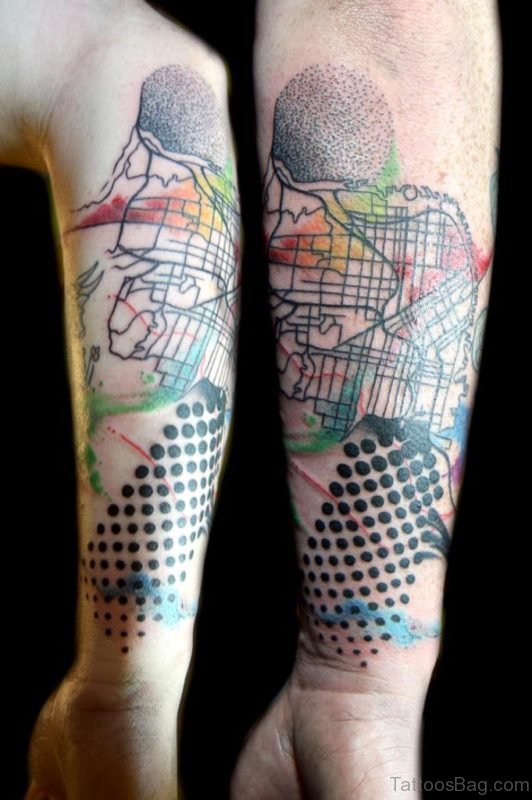 Cool Map Tattoo Design