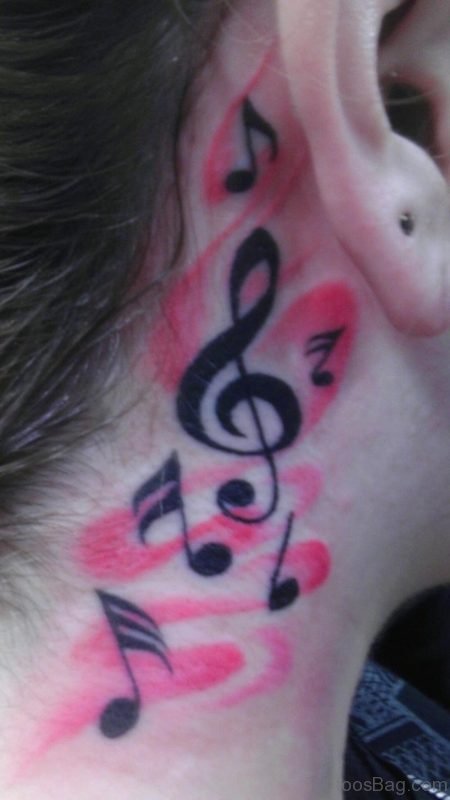 Cool Music Neck Tattoo Design