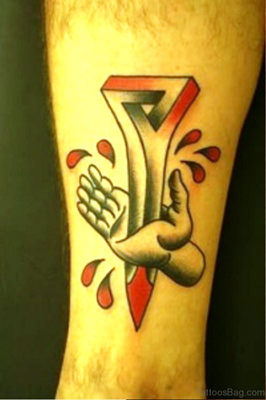 Cool Mystical Dagger Tattoo On Arm