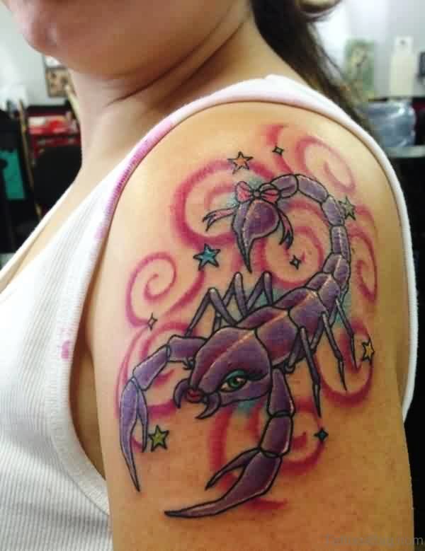 Cool Scorpion And Star Tattoo