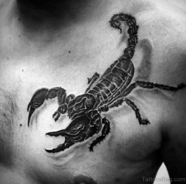 Cool Scorpion Tattoo On Chest Image