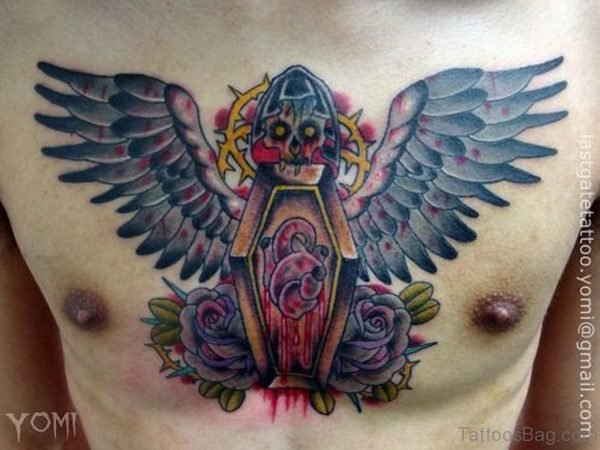 Cool Skull And Wings Tattoo