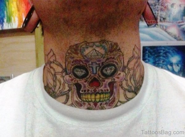 Cool Skull Tattoo On Neck