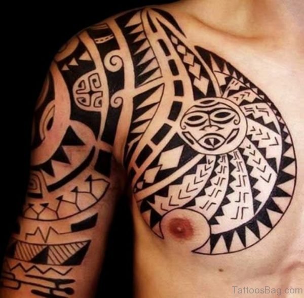 Cool Tribal Tattoo Design For Chest