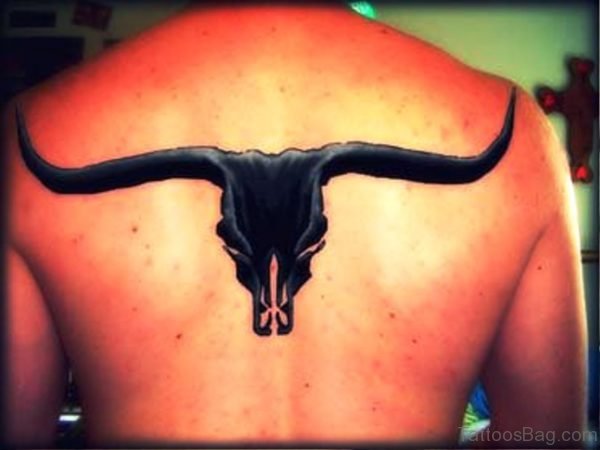 Cowboy Bull Tattoo On Back