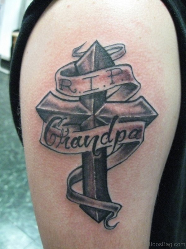 Cross And Grandpa Tattoo