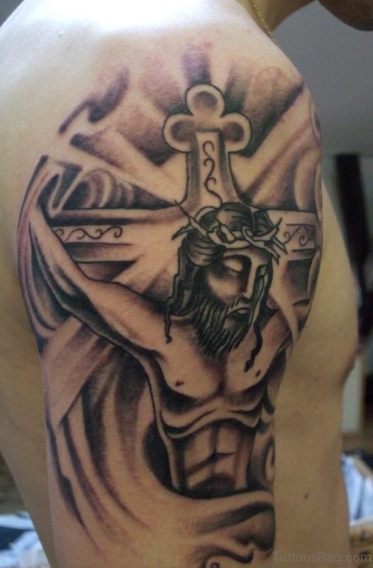 Cross And k Jesus Tattoo Design