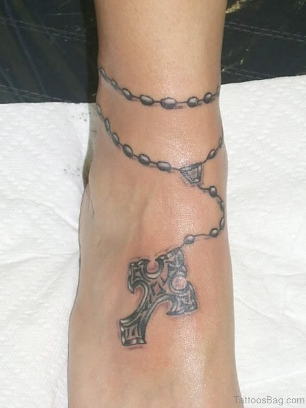 Cross Ankle Tattoo For Women