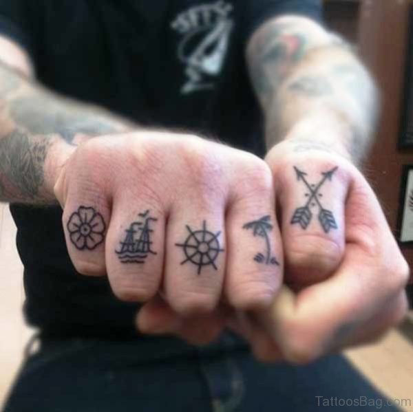 Cross Arrow With Sailor Ship Tattoo Design