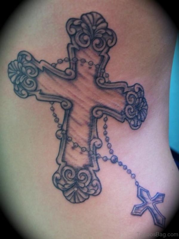 Cross Tattoo On Rib Picture