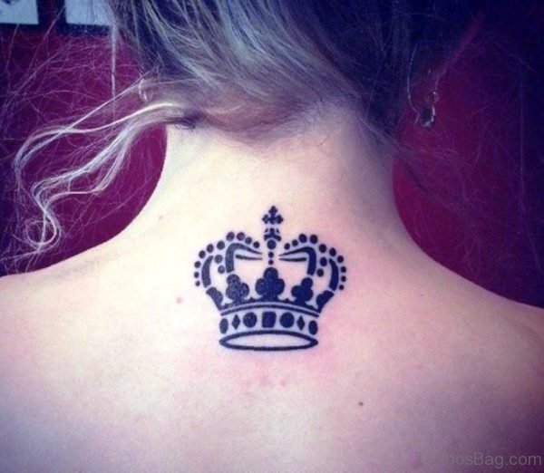 Crown Tattoo On Neck Back