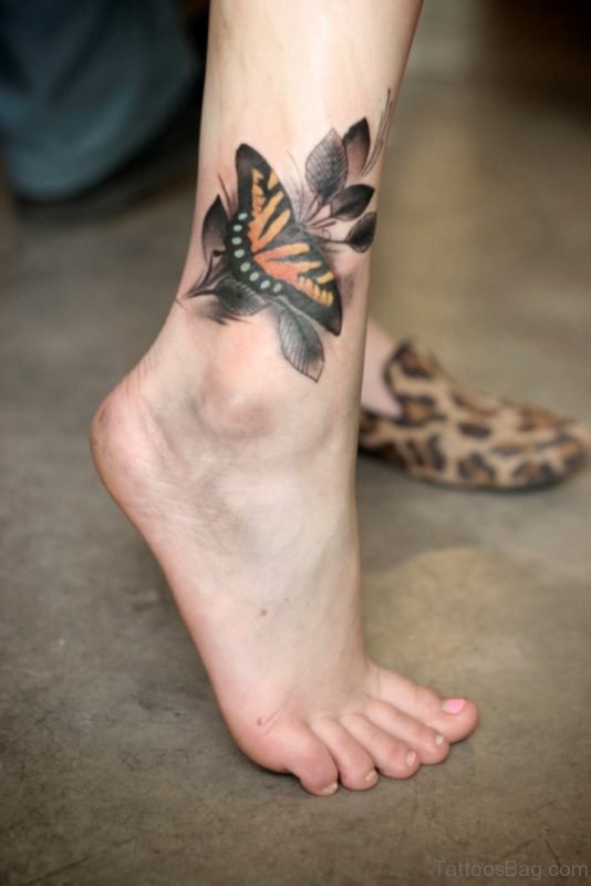 Cute Ankle Butterfly Tattoo