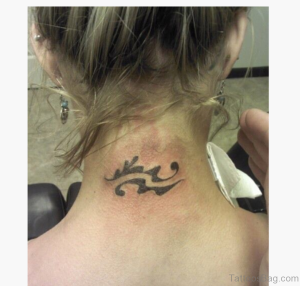 Cute Aquarius Tattoo On Neck