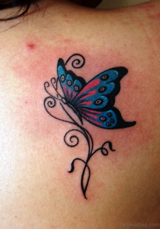 Cute Blue Butterfly Tattoo