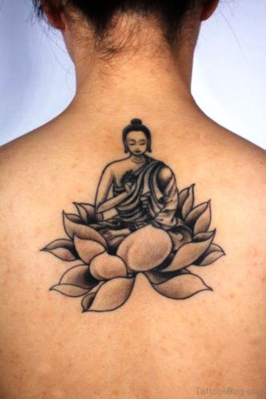 Cute Buddha Tattoo On Back