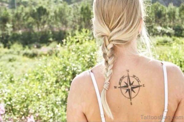 Cute Compass Tattoo On Back