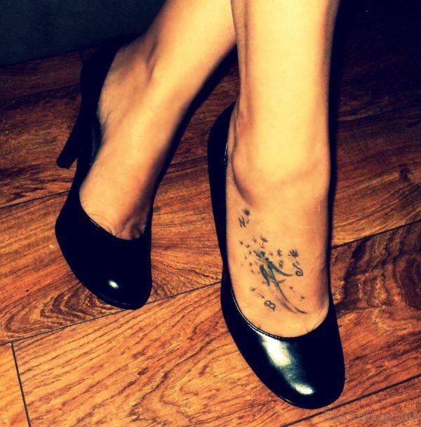 Cute Dandelion Tattoo On Foot