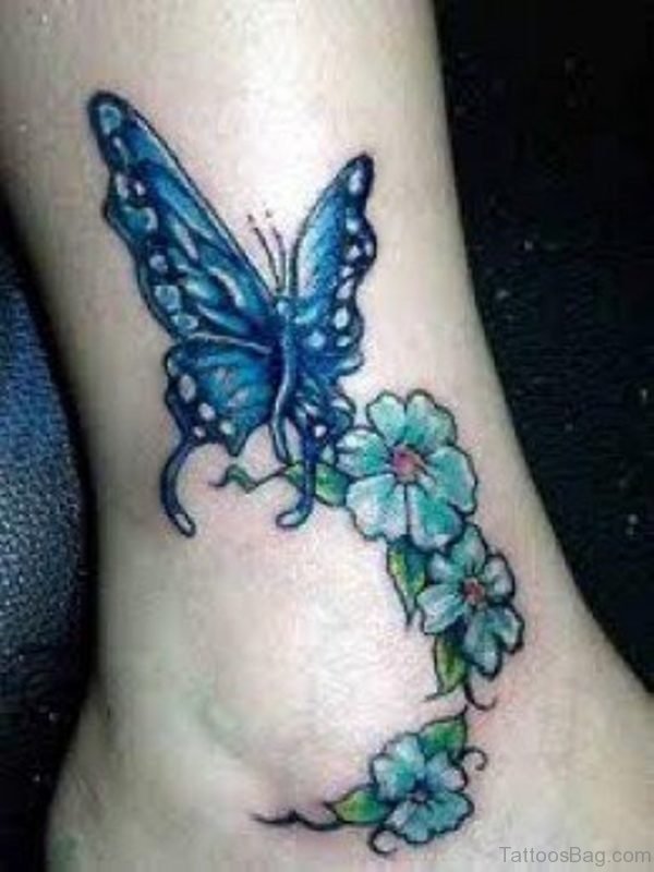 Cute Flowers And Butterfly Tattoos