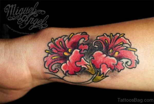 Cute Hibiscus Wrist Tattoo