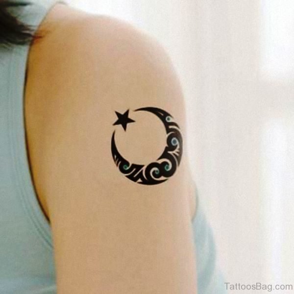Cute Moon And Star Tattoo