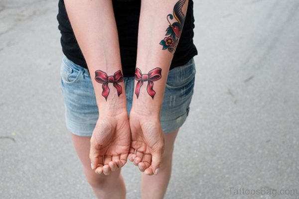 Cute Ribbon Wrist Tattoo