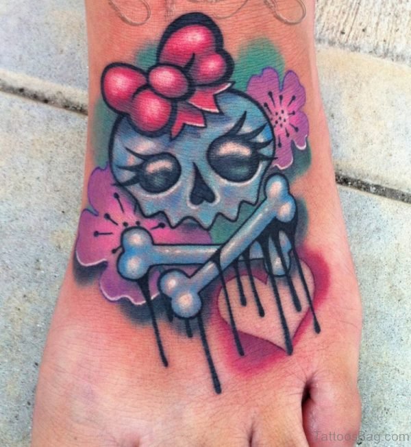 Cute Skull Tattoo On Foot