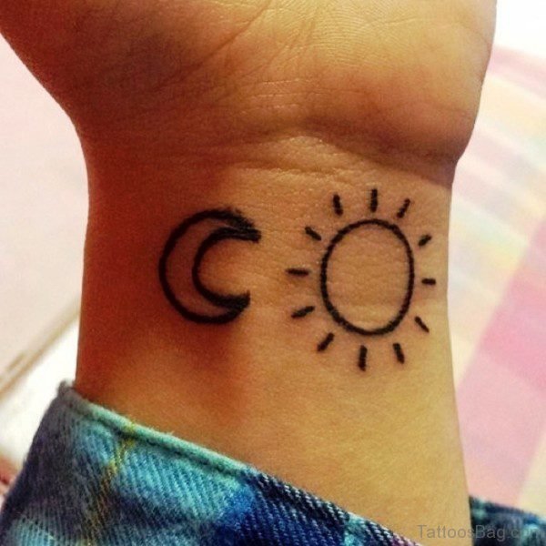 Cute Sun And Moon Tattoo 