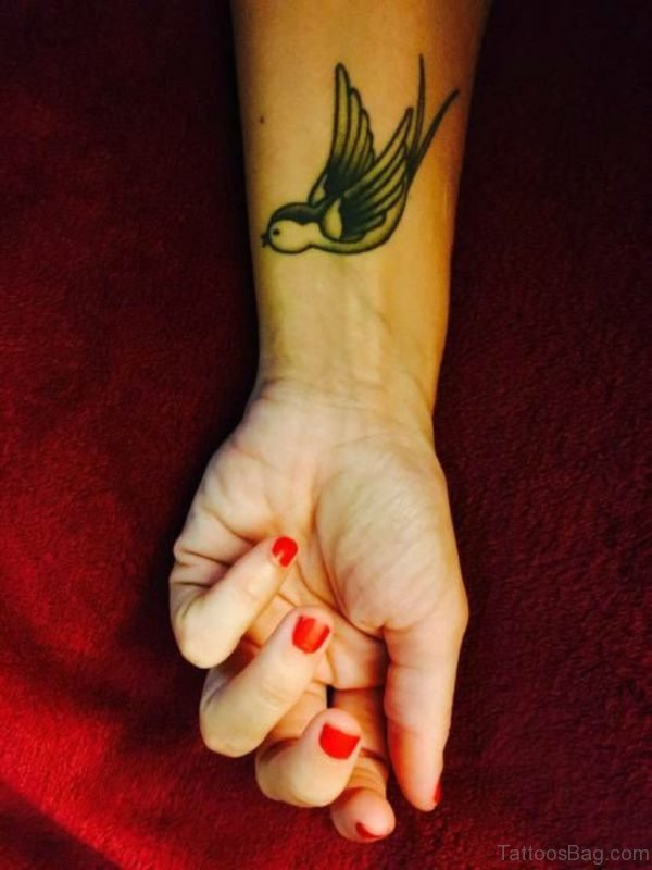 Cute Swallow Tattoo On Wrist