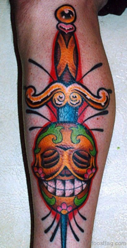 Dagger Skull Heart Tattoo