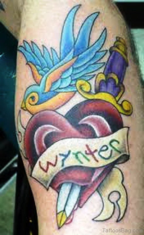 Dagger With Blue Bird And Heart