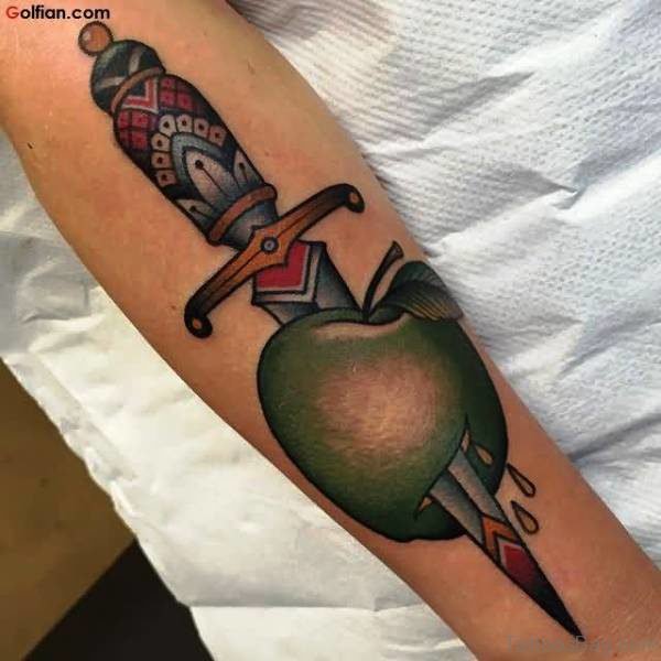 Dagger With Green Apple On Arm