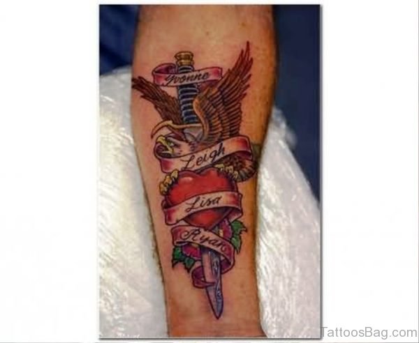 Dagger With Wings And Heart On Arm