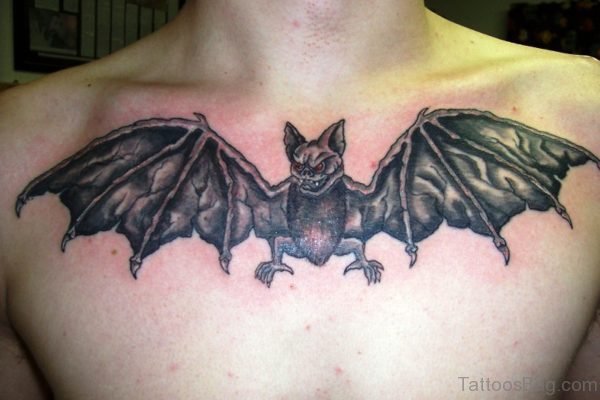 Dangerous Bat Tattoo On Chest