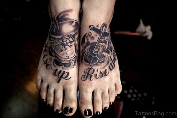 Dazzling Anchor Tattoo On Feet