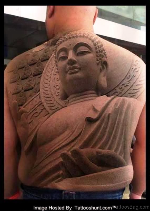 Decent Buddha Tattoo On Back
