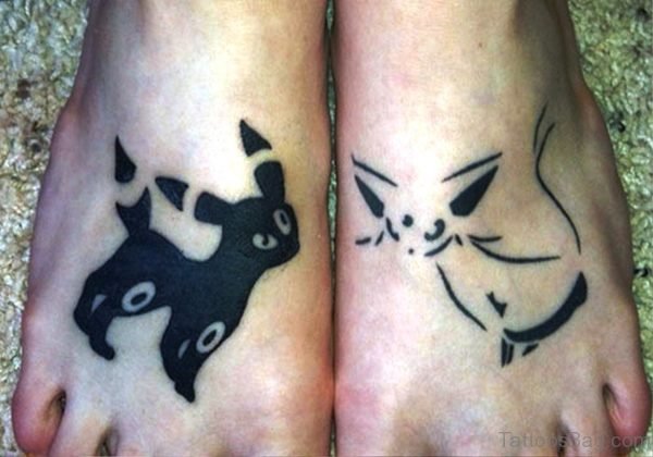 Decent Cat Tattoo On Feet