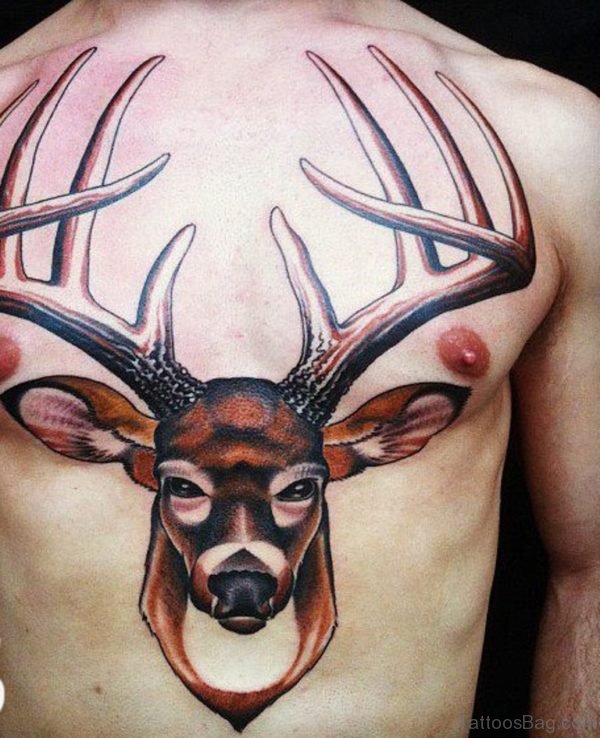 Deer Tattoo On Chest 