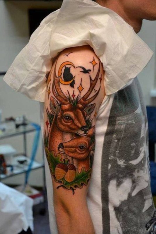 Deer Tattoo On Shoulder 