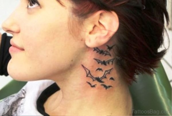 Delightful Bats Tattoo Behind Ears