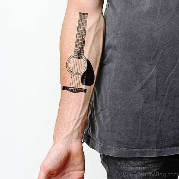 Delightful Forearm Guitar Tattoo