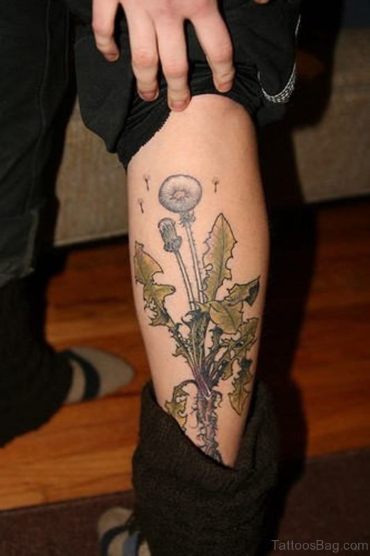 Desert Flowers Leg Tattoo Design