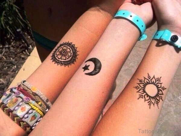 Designer Sun And Moon Tattoo 