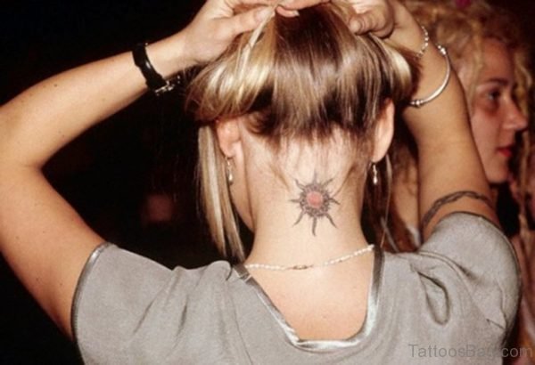 Designer Sun Neck Tattoo