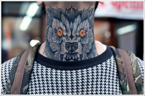 Devil Wolf Tattoo Design On Neck