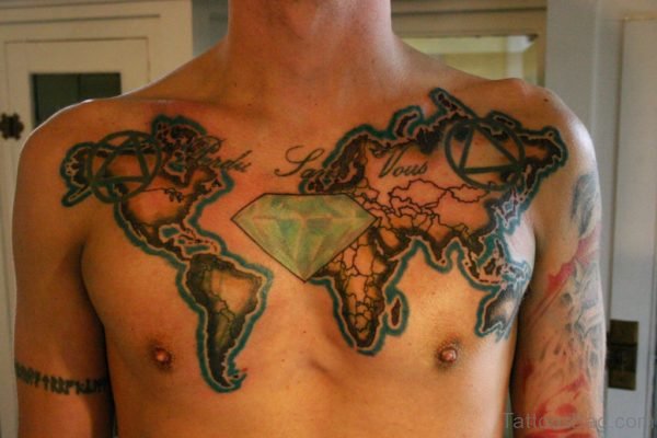 Diamond And Map Tattoo
