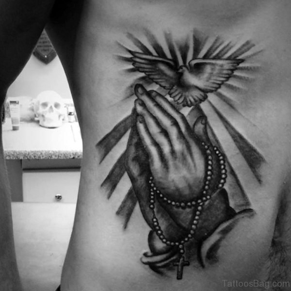 Dove And Praying Hands Tattoo 